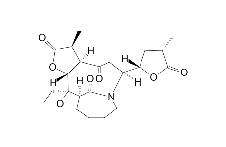 #4;STEMONATUBERONOL-A;(REL)-(3S*,3AR*,6S*,12S*,13R*,13AR*)-13-ETHYL-13-HYDROXY-3-METHYL-6-[(2S*,4S*)-4-METHYL-5-OXO-TETRAHYDROFURAN-2-YL]-DECAHYDRO-2H-7,12-MET