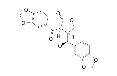 (-)-SANGUINOLIGNAN_B;(8-S,7'-S,8'-S)-3,3',4,4'-BIS-(METHYLENEDIOXY)-7'-HYDROXY-7-OXOLIGNANO-9,9'-LACTONE