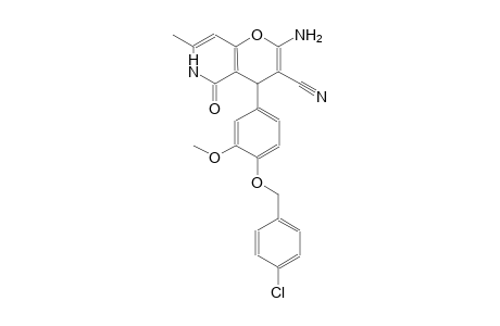 2-amino-4-{4-[(4-chlorobenzyl)oxy]-3-methoxyphenyl}-7-methyl-5-oxo-5,6-dihydro-4H-pyrano[3,2-c]pyridine-3-carbonitrile