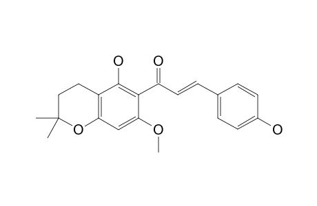 1'',2''-DIHYDROXYXANTHOHUMOL-C;(2E)-1-(3,4-DIHYDRO-5-HYDROXY-7-METHOXY-2,2-DIMETHYL-2H-1-BENZOPYRAN-6-YL)-3-(4-HYDROXYPHENYL)-2-PROPEN-1-ONE