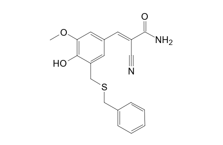 (E)-2-cyano-3-[3-methoxy-4-oxidanyl-5-[(phenylmethylsulfanyl)methyl]phenyl]prop-2-enamide