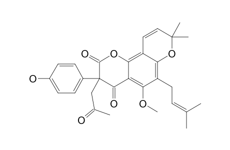 3-(4'-HYDROXYPHENYL)-5-METHOXY-6-(3,3-DIMETHYLALLYL)-2'',2''-DIMETHYLCHROMENE-(5'',6'':8,7)-3-(PROPYL-2-ONE)-4H-BENZO-2,3-DIHYDROPYRAN-2,4-DIONE