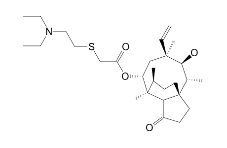 TIAMULIN;(4R,5S,6S,9AR,10R)-5-HYDROXY-4,6,9,10-TETRAMETHYL-1-OXO-6-VINYLDECAHO-3A,9-PROPANOCYLCLOPENTA-[8]-ANNULEN-8-YL-{[2-(DIETHYLAMINO)-ETHYL]-SULFANYL}-ACE