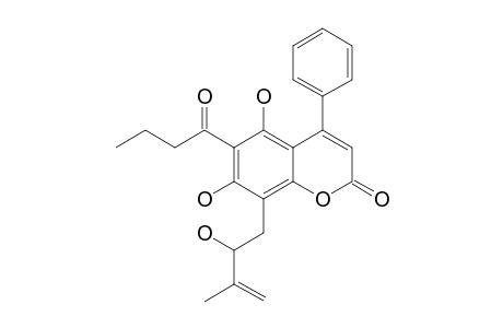 RACEMOSOL;5,7-DIHYDROXY-8-(2'''-HYDROXY-3'''-METHYLBUT-3'''-ENE)-6-(1''-OXOBUTYL)-4-PHENYL-2H-BENZO-[B]-PYRAN-2-ONE