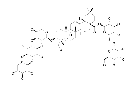 #1;LEUCANTHOSIDE-A;3-O-[BETA-D-XYLOPYRANOSYL-(1->3)-ALPHA-L-RHAMNOPYRANOSYL-(1->2)-ALPHA-L-ARABINOPYRANOSYL]-28-O-[BETA-D-ALLOPYRANOSYL-(1->6)-BETA-D-GLUCOPYRA