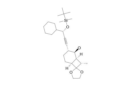 SPIRO-[3-[3'-[(TERT.-BUTYLDIMETHYLSILYL)-OXY]-3'-CYClOHEXYLPROP-1'-YNYL]-3-HYDRXY-8-METHYLBICYClO-[4.2.0]-OCTANE-7,2''-(1'',3''-DIOXOLANE)]