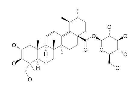 RUBUSIDE_H;2-ALPHA,3-BETA,23-TRIHYDROXY-URS-11,13-(18)-DIEN-28_OIC_ACID_28-O-BETA-D-GLUCOPYRANOSIDE