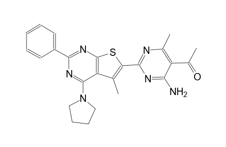 ethanone, 1-[4-amino-6-methyl-2-[5-methyl-2-phenyl-4-(1-pyrrolidinyl)thieno[2,3-d]pyrimidin-6-yl]-5-pyrimidinyl]-