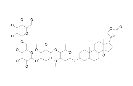 EXTENSUMSIDE_A;17-BETA-UZARIGENIN-3-O-BETA-GLUCOPYRANOSYL-(1->6)-BETA-GLUCOPYRANOSYL-(1->4)-BETA-THEVETOPYRANOSYL-(1->4)-BETA-