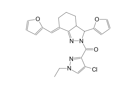 (7E)-2-[(4-chloro-1-ethyl-1H-pyrazol-3-yl)carbonyl]-3-(2-furyl)-7-(2-furylmethylene)-3,3a,4,5,6,7-hexahydro-2H-indazole