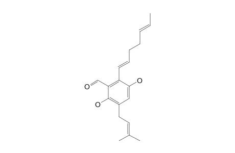 2-(1',5'-HEPTADIENYL)-3,6-DIHYDROXY-5-(3''-METHYL-2''-BUTENYL)-BENZALDEHYDE