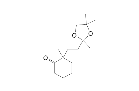 2-METHYL-2-[2'-(2'',4'',4''-TRIMETHYL-1'',3''-DIOXOLAN-2''-YL)-ETHYL]-CYCLOHEXAN-1-ONE