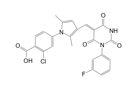 2-chloro-4-{3-[(Z)-(1-(3-fluorophenyl)-2,4,6-trioxotetrahydro-5(2H)-pyrimidinylidene)methyl]-2,5-dimethyl-1H-pyrrol-1-yl}benzoic acid