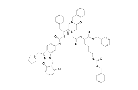 #23B;N-[2-[4-BENZYL-(2S)-[(1S)-[3-[1-(2,6-DICHLOROBENZYL)-3-(PYRROLIDIN-1-YL-METHYL)-1H-INDAZOL-6-YL]-UREIDO]-2-PHENYLETHYL]-5-OXO-PIPERAZIN-1-YL]-ACETYL]-LYS(