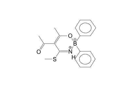 2,2-DIPHENYL-4-METHYLTHIO-5-ACETYL-6-METHYL-1,3,2-OXAAMMONIABORATACYCLOHEX-3,5-DIENE