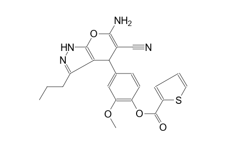 4-(6-Amino-5-cyano-3-propyl-1,4-dihydropyrano[2,3-c]pyrazol-4-yl)-2-methoxyphenyl 2-thiophenecarboxylate