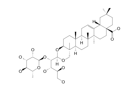 ANEMOClEMOSIDE_B;ALPHA-L-RHAMNOPYRANOSYL-(1->2)-(1-R)-L-ARABINOSE-HEDERAGENIN-1',3:1',23-ACETAL;3,23-O-[2-(O-ALPHA-L-RHAMNOPYRANOSYL)-(2-R),(3-S),(