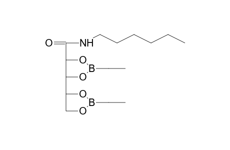 Ribonamide, N-hexyl-2,3-4,5-di-O-ethaneboronate-