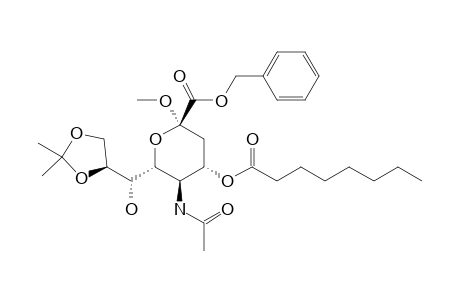 BENZYL-2-ALPHA-O-METHYL-4-O-CAPRILOYL-5-N-ACETYL-8,9-O-ISOPROPYLIDENE-NEURAMINATE