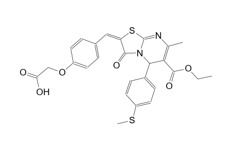 {4-[(E)-(6-(ethoxycarbonyl)-7-methyl-5-[4-(methylsulfanyl)phenyl]-3-oxo-5H-[1,3]thiazolo[3,2-a]pyrimidin-2(3H)-ylidene)methyl]phenoxy}acetic acid