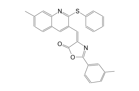 5(4H)-oxazolone, 2-(3-methylphenyl)-4-[[7-methyl-2-(phenylthio)-3-quinolinyl]methylene]-, (4E)-