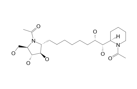 BROUSSONETINE-J;(2R)-2-[(1S,2S)-1,2-DIHYDROXY-8-[(2R,3R,4R,5R)-5-(2-HYDROXYMETHYL-3,4-DIHYDROXY-1-ACETYL-PYRROLIDINYL)]-OCTYL]-1-ACETYLPIPERIDINE