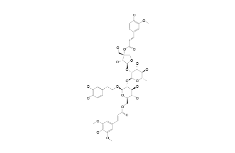 #9;NEWBOULDIOSIDE-C;BETA-(3,4-DIHYDROXYPHENYL)-ETHYL-3-O-E-FERULOYL-BETA-D-APIOFURANOSYLOXY-(1->2)-O-ALPHA-L-RHAMNOPYRANOSYL-(1->2)-6-O-SINAPOYL-BETA-D-GLUCOPY