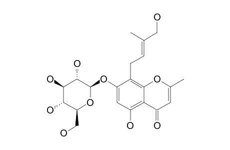 7-[(BETA-D-GLUCOPYRANOSYL)-OXY]-5-HYDROXY-8-[(2E)-4-HYDROXY-3-METHYLBUT-2-ENYL]-2-METHYL-4H-1-BENZOPYRAN-4-ONE