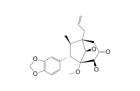 REL-(7S,8R,1'R,5'R,6'R)-DELTA(8')-4',6'-DIHYDROXY-5'-METHOXY-3,4-METHYLENEDIOXY-3'-OXO-8.1',7.5'-NEOLIGNAN