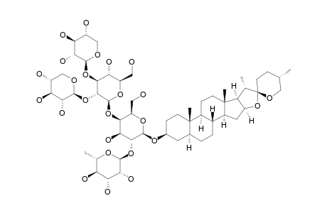 #7;TRIBULOSIN;3-O-[BETA-D-XYLOPYRANOSYL-(1->2)-[BETA-D-XYLOPYRANOSYL-(1->3)]-BETA-D-GLUCOPYRANOSYL-(1->4)-[ALPHA-L-RHAMNOPYRANOSYL-(1->2)-BETA-D-GALACTOPYRANOS