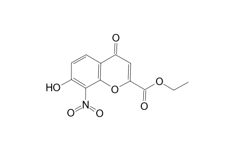 4H-1-Benzopyran-2-carboxylic acid, 7-hydroxy-8-nitro-4-oxo-, ethyl ester