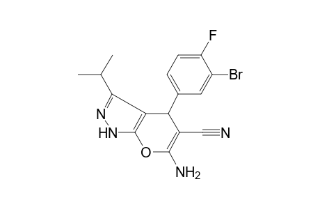 6-Amino-4-(3-bromo-4-fluoro-phenyl)-3-isopropyl-2,4-dihydropyrano[2,3-c]pyrazole-5-carbonitrile