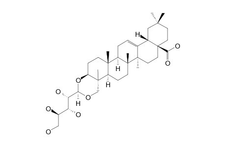 ANEMOClEMOSIDE_A;(1-R)-L-ARABINOSE_HEDERAGENIN_1'.3:1'.23-ACETYL;3,23-O-(2-R),(3-S),(4-S)-5-TETRAHYDROXYPENTYLIDENE-OLEAN-12-EN-28-OIC_ACID