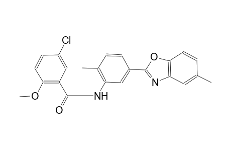 5-chloro-2-methoxy-N-[2-methyl-5-(5-methyl-1,3-benzoxazol-2-yl)phenyl]benzamide