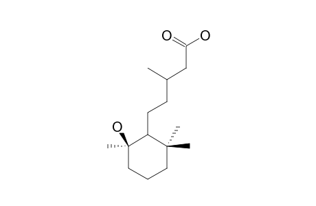 3-METHYL-5-(2',2',6'-TRIMETHYL-6'-HYDROXYCYCLOHEXYL)-PENTANOIC-ACID