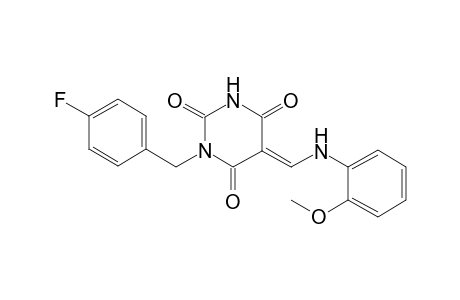 (5E)-1-(4-fluorobenzyl)-5-(o-anisidinomethylene)barbituric acid