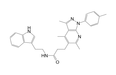 1H-pyrazolo[3,4-b]pyridine-5-propanamide, N-[2-(1H-indol-3-yl)ethyl]-3,4,6-trimethyl-1-(4-methylphenyl)-