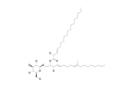 FLAVUSIDE-B;1-O-BETA-D-GLUCOPYRANOSYL-(2S,3S,4E,9E)-2-[(2'R,3'E)-2'-HYDROXYOCTADEC-3'-ENOYLAMINO]-10-METHYL-OCTADECA-4,9-DIEN-1,3-DIOL