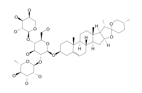 SANSEVISTATIN_2;3-O-BETA-O-[ALPHA-L-ARABINOPYRANOSYL-(1->4)-[ALPHA-L-RHAMNOPYRANOSYL-(1->2)]-BETA-D-GLUCOPYRANOSYL]-(25R)-SPIROST-5-ENE