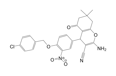 2-amino-4-{4-[(4-chlorobenzyl)oxy]-3-nitrophenyl}-7,7-dimethyl-5-oxo-5,6,7,8-tetrahydro-4H-chromene-3-carbonitrile