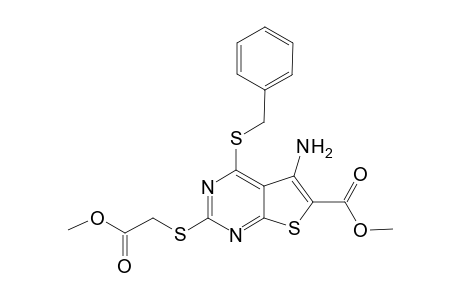 Methyl 5-amino-4-(benztlthio)-2-[(methoxycarbonyl)methylthio]-thieno[2,3-d]pyrimidine-6-carboxylate