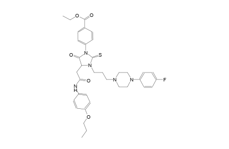 ethyl 4-{3-{3-[4-(4-fluorophenyl)-1-piperazinyl]propyl}-5-oxo-4-[2-oxo-2-(4-propoxyanilino)ethyl]-2-thioxo-1-imidazolidinyl}benzoate