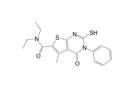 N,N-diethyl-5-methyl-4-oxo-3-phenyl-2-sulfanyl-3,4-dihydrothieno[2,3-d]pyrimidine-6-carboxamide