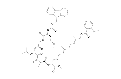 #21A;N-(9-FLUORENYLMETHYLOXYCARBONYL)-L-METHIONYLGLYCYL-L-LEUCYL-L-PROLYL-S-[E,E-8-O-(2-N-METHYL-AMINOBENZOYL)-3,7-DIMETHYL-2,6-OCTANDIENE]-L-CYSTEINE-METHYLES