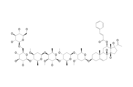 12-O-BETA-CINNAMOYLDEACETYLMETAPLEXIGENIN_3-BETA-O-GLUCOPYRANOSYL-(1->6)-BETA-D-GLUCOPYRANOSYL-(1->4)-BETA-D-OLEANDROPYRANOSYL-(1->4