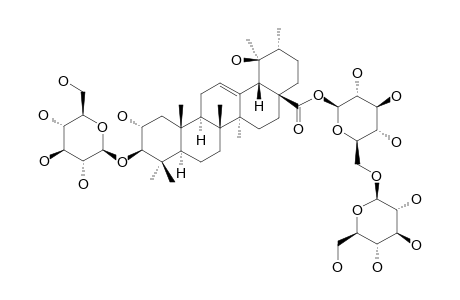 STELMATOTRITERPENOSIDE-G;#3;2-ALPHA,3-BETA,19-ALPHA-TRIHYDROXY-URS-12-EN-28-OIC-ACID-3-O-BETA-D-GLUCOPYRANOSYL-28-O-BETA-D-GLUCOPYRANOSYL-(1->6)-BETA-D-GLUCOPY