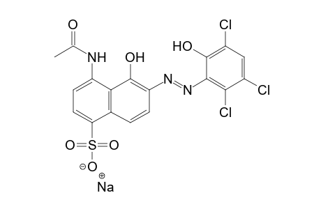 1-Naphthalenesulfonic acid, 4-(acetylamino)-5-hydroxy-6-[(2,2-Amino-3,4,6-trichloro-1-phenol->N-acetyl-S=acid 1,3,5-Trichloro-6-hydroxyphenyl)azo]-, monosodium salt