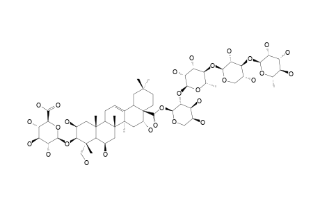 3-O-BETA-GLUCURONOPYRANOSYL-16-ALPHA-HYDROXY-PROTOBASSIC-ACID-28-O-RHAMNOPYRANOSYL-(1->3)-XYLOPYRANOSYL-(1->4)-RHAMNOPYRANOSYL-(1->2)-ARABINOPYRA