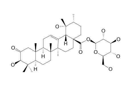 2-OXO-POMOLIC-ACID-BETA-D-GLUCOPYRANOSYLESTER;2-OXO-3-BETA,19-ALPHA-DIHYDROXY-URS-12-EN-28-OIC-ACID-BETA-D-GLUCOPYRANOSYLESTER