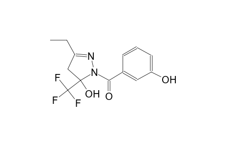 3-ethyl-1-(3-hydroxybenzoyl)-5-(trifluoromethyl)-4,5-dihydro-1H-pyrazol-5-ol